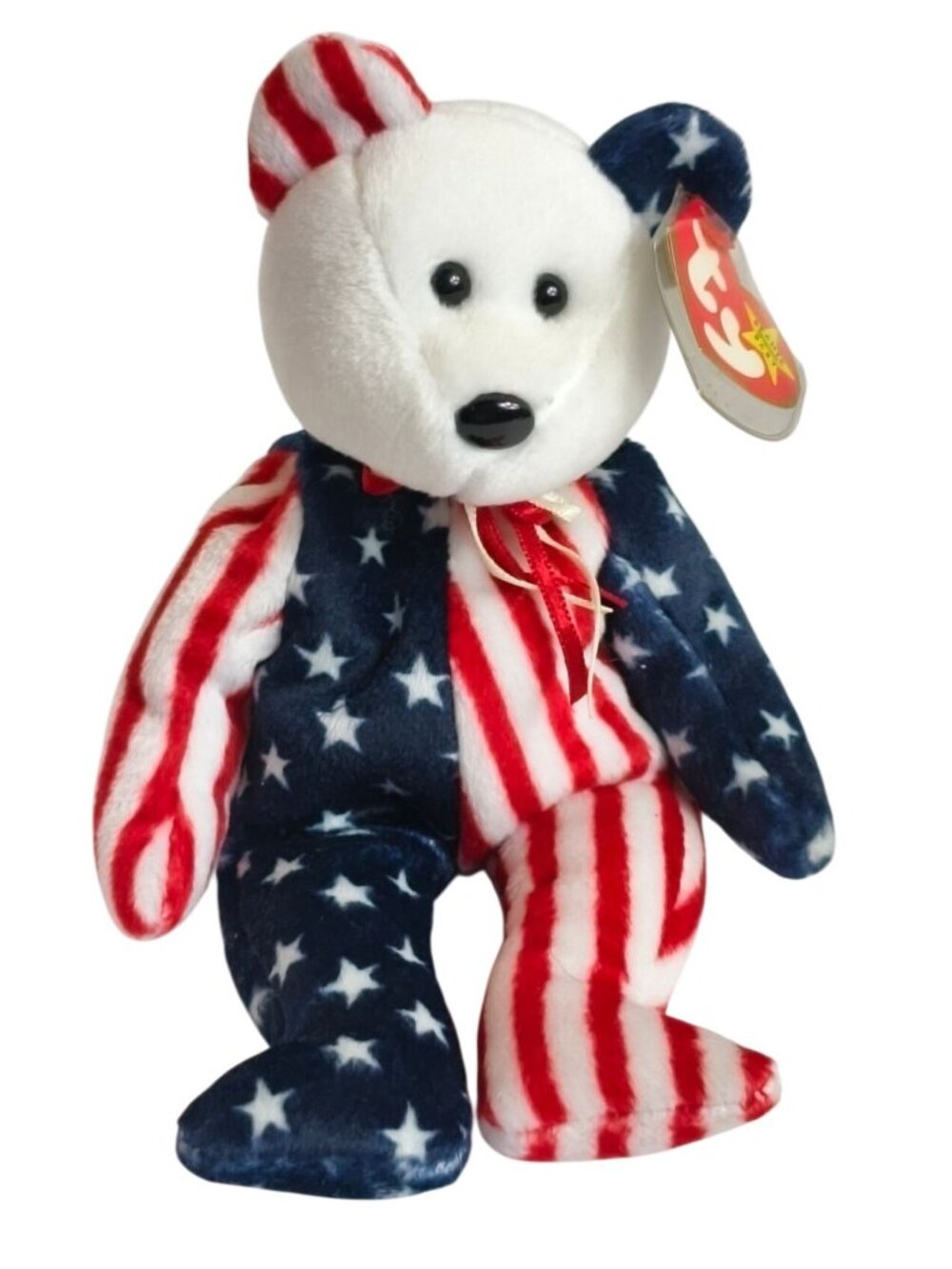 Ty Beanie Baby Spangle Patriotic Bear Stars Stripes Plush MWMT 1999 DOB June 14
